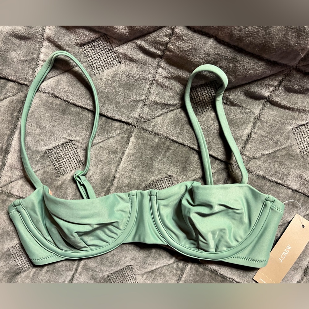 J.Crew Swim Underwire Bikini Top Sage Green Rustic Willow Size 32B NWT